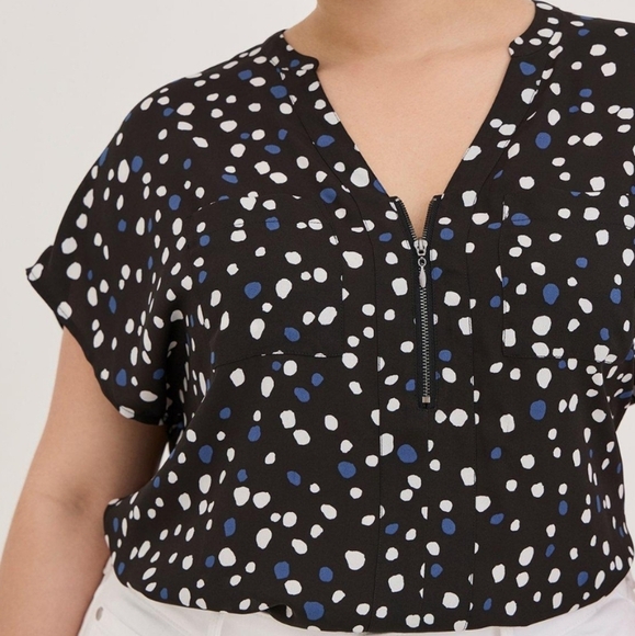 Torrid Office zip front dolman polka dota blouse size 0X - Picture 1 of 8